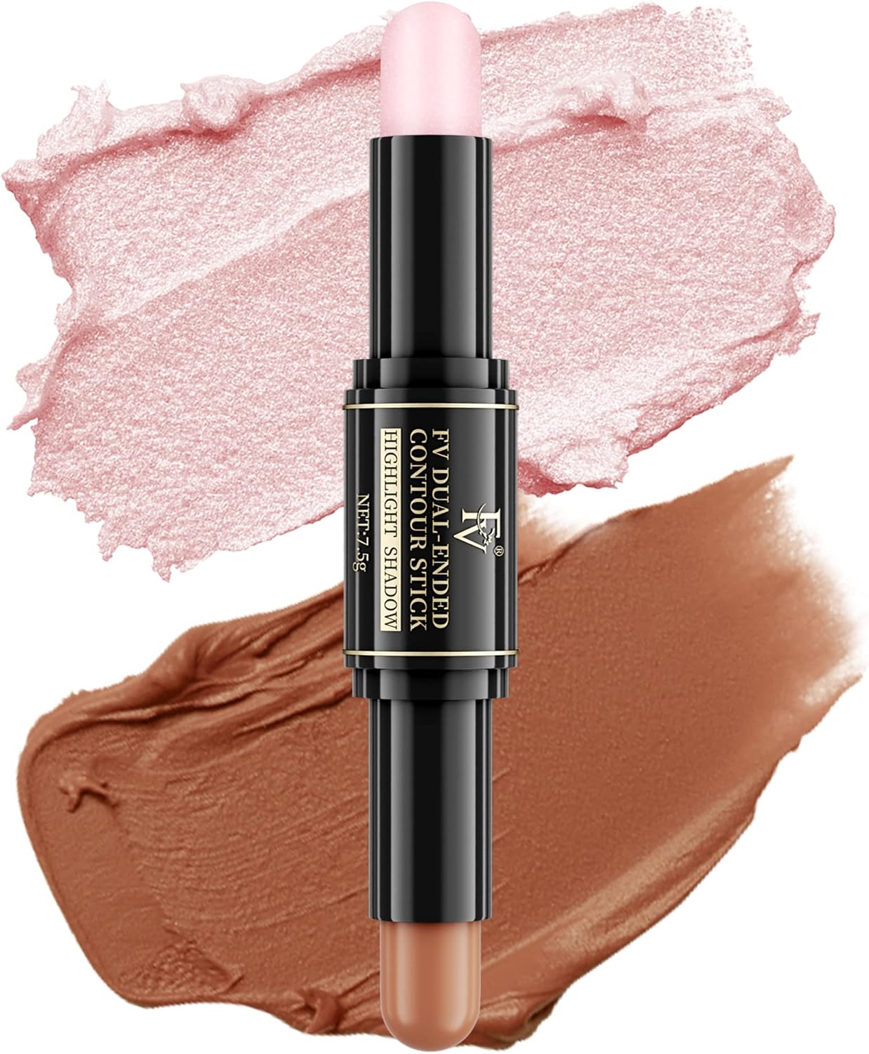 FV Bronzer Stick, Cream Contour Stick, Dual-Ended Contour and Highlighter Makeup Stick for 3D Face Body Shaping, Long Lasting & Easy Blend Contour Pencil for Beginners, for Medium Skin Tone, 7.5g