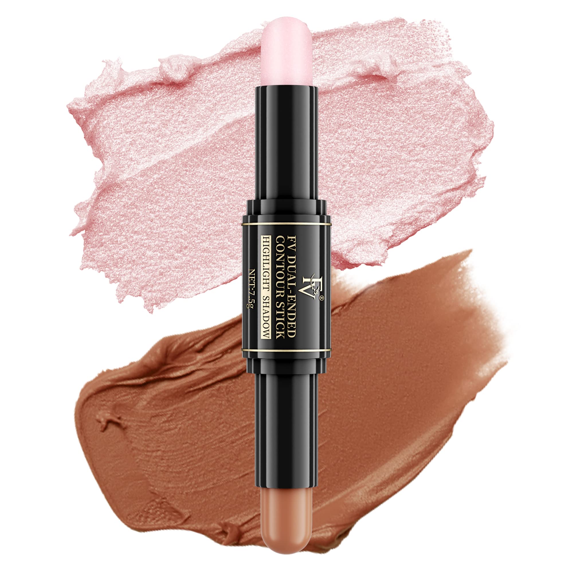 fv FV Bronzer Stick, Cream Contour Stick, Dual-Ended Contour and Highlighter Makeup Stick for 3D Face Body Shaping, Long Lasting & Easy Blend Contour Pencil for Beginners, for Medium Skin Tone, 7.5g