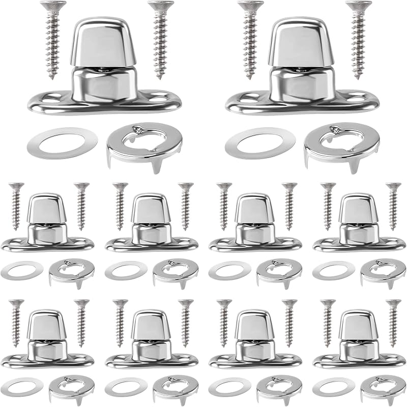 Twist Lock Fasteners, Rustproof Turn Button Eyelet & Stud & Mounting Screws, Zinc Alloy Canvas Quarter Turn Fasteners for Boats