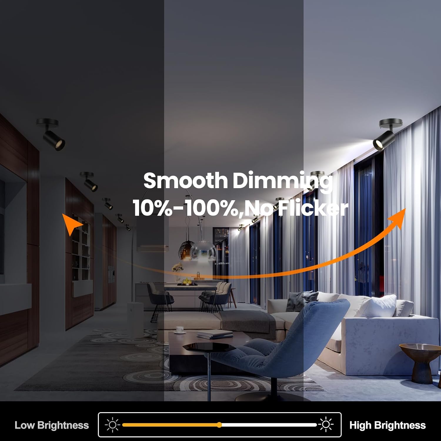 KING SHA 2-Pack Multi-Directional Ceiling Spot Lights Indoor,Uplights Indoor,Adjustable Track Lighting,with 2 Dimmable LED Bulbs 7watts 3000K CRI90+