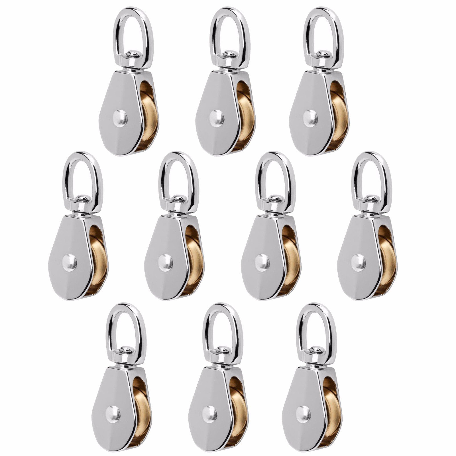 Widesakll Poulie pivotante en métal plaqué nickel 3,8 cm 2,5 kg 1-1/2" inch Argenté