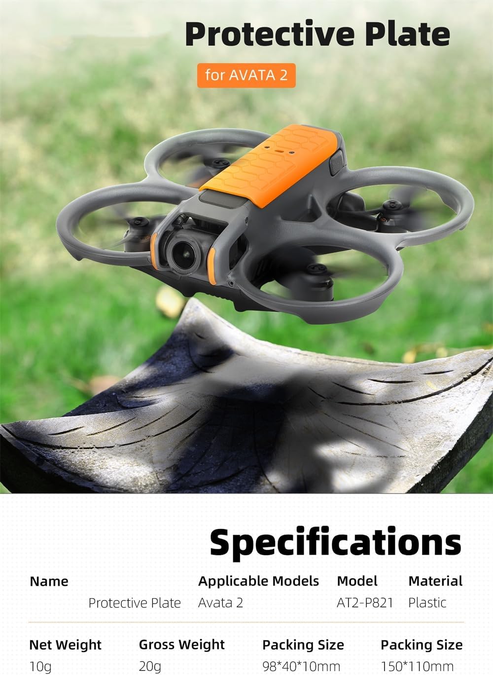 AVATA 2 Top Prevent Scratch and Tear Protective Cover Propellers Guard For DJI AVATA 2, Anti Collision Protective Bumper. (Black)