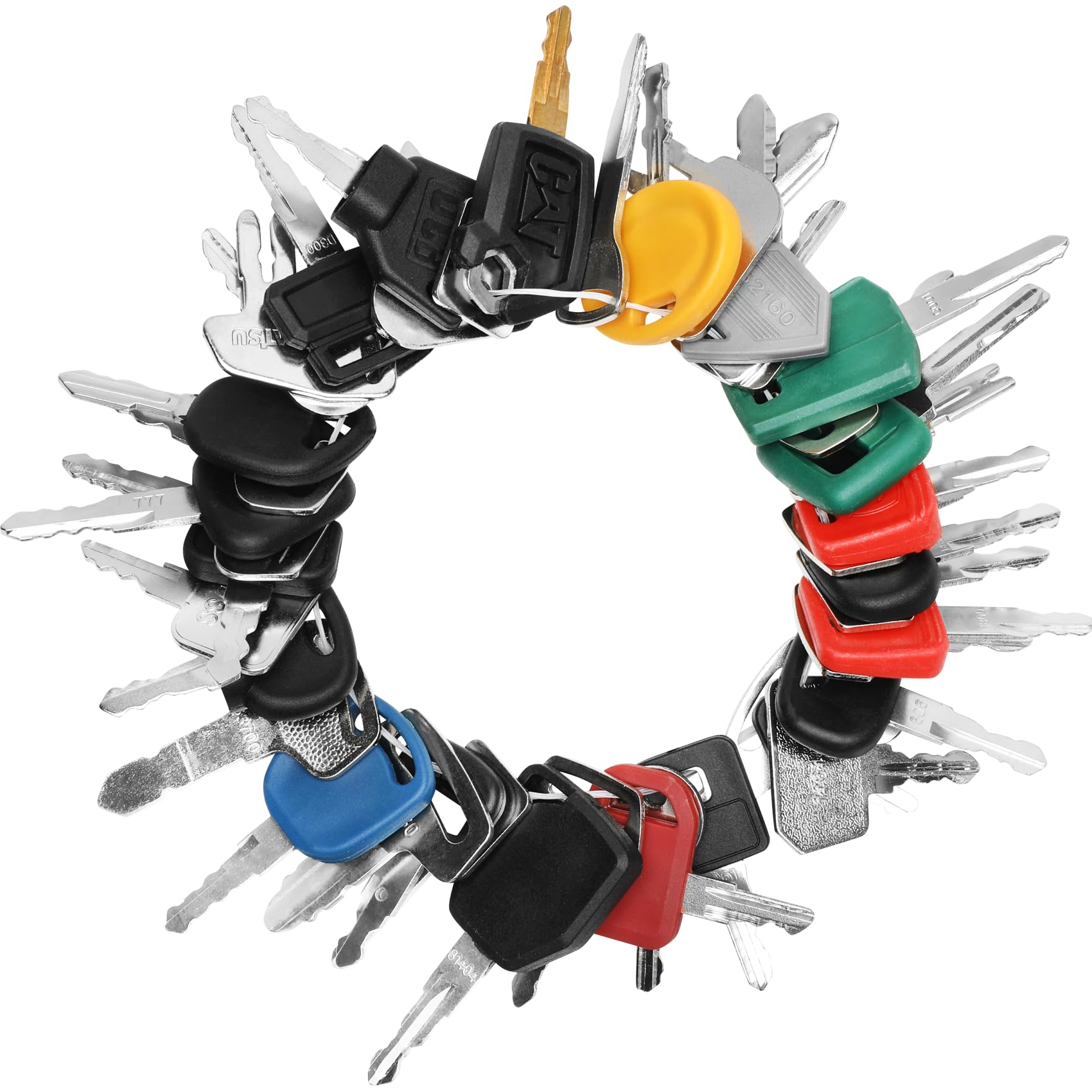 45 Heavy Equipment Keys Master Set, Construction Ignition Key for Cat Caterpillar Case JD John Deere Hyster Kubota Komatsu Yanmar Takeuchi Daewoo Volvo Ford New Holland JCB and More