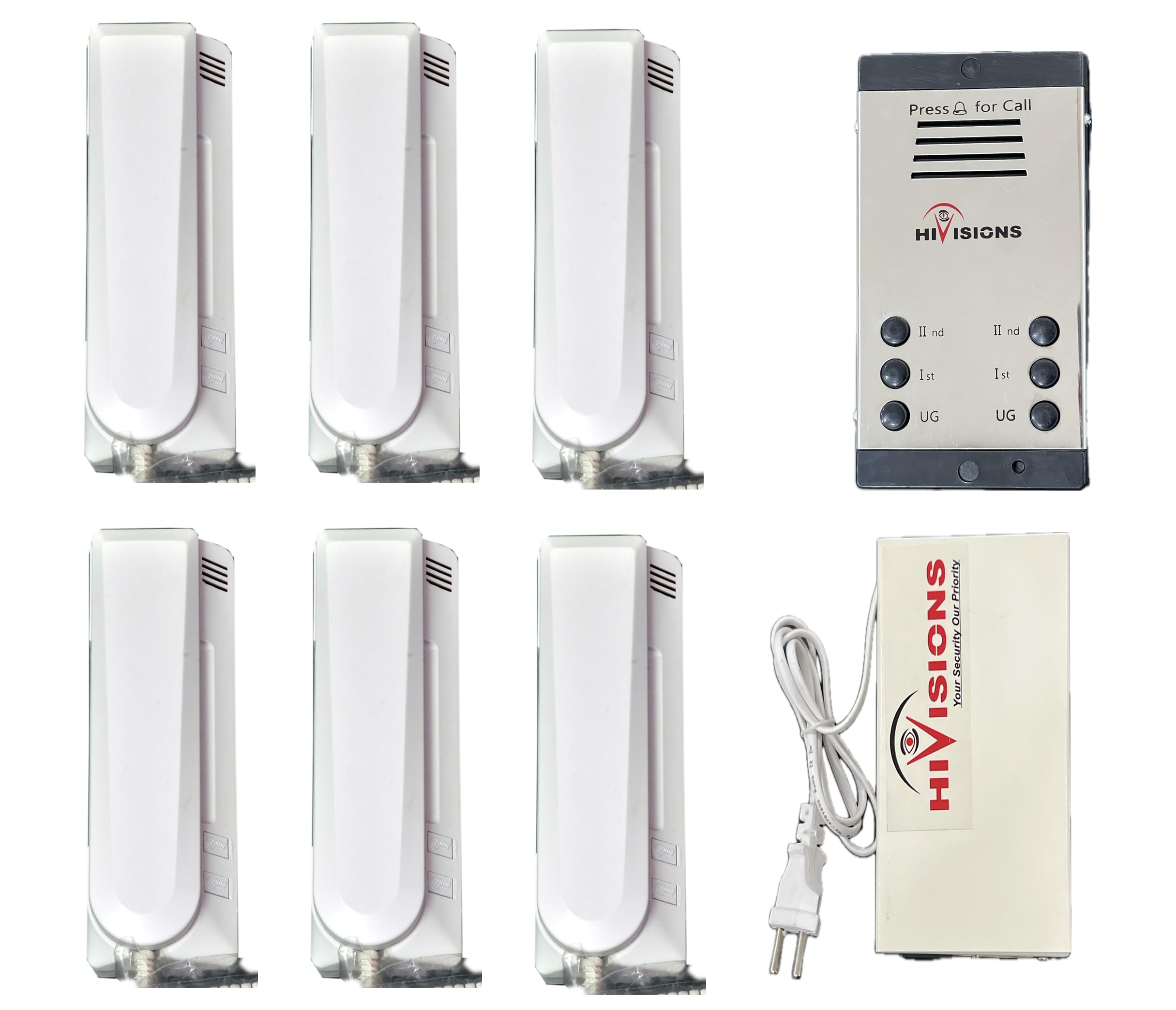 Hivisions Audio Door Phone 6 Bell Set(6 Bell Panel + 6 Handset + 1 Supply)-image-13