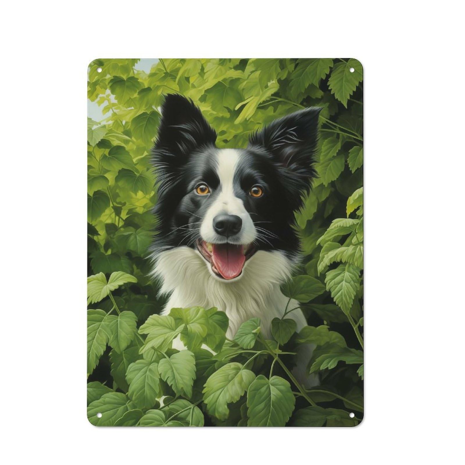Junmoney Style-20 Border Collie In Green Retro-Style Tin Wall Plaque 40X30cm For Café Or Home Bar, For Themed Interiors In Cafés And Home Bars