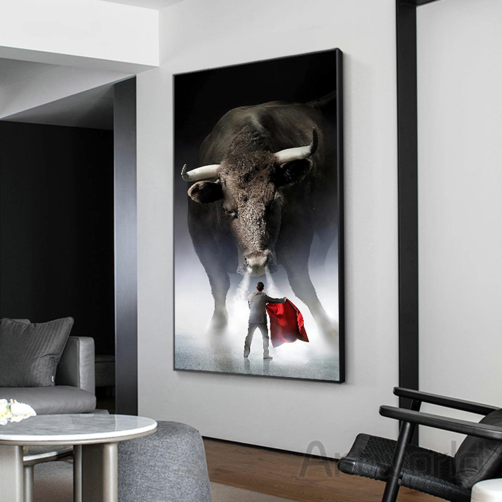 Malarstwo walki byków na płótnie zwierzęta sztuka ścienna plakaty i wydruki nowoczesne obrazy dekoracyjne do salonu dekoracja domu 40 x 80 cm bez ramy
