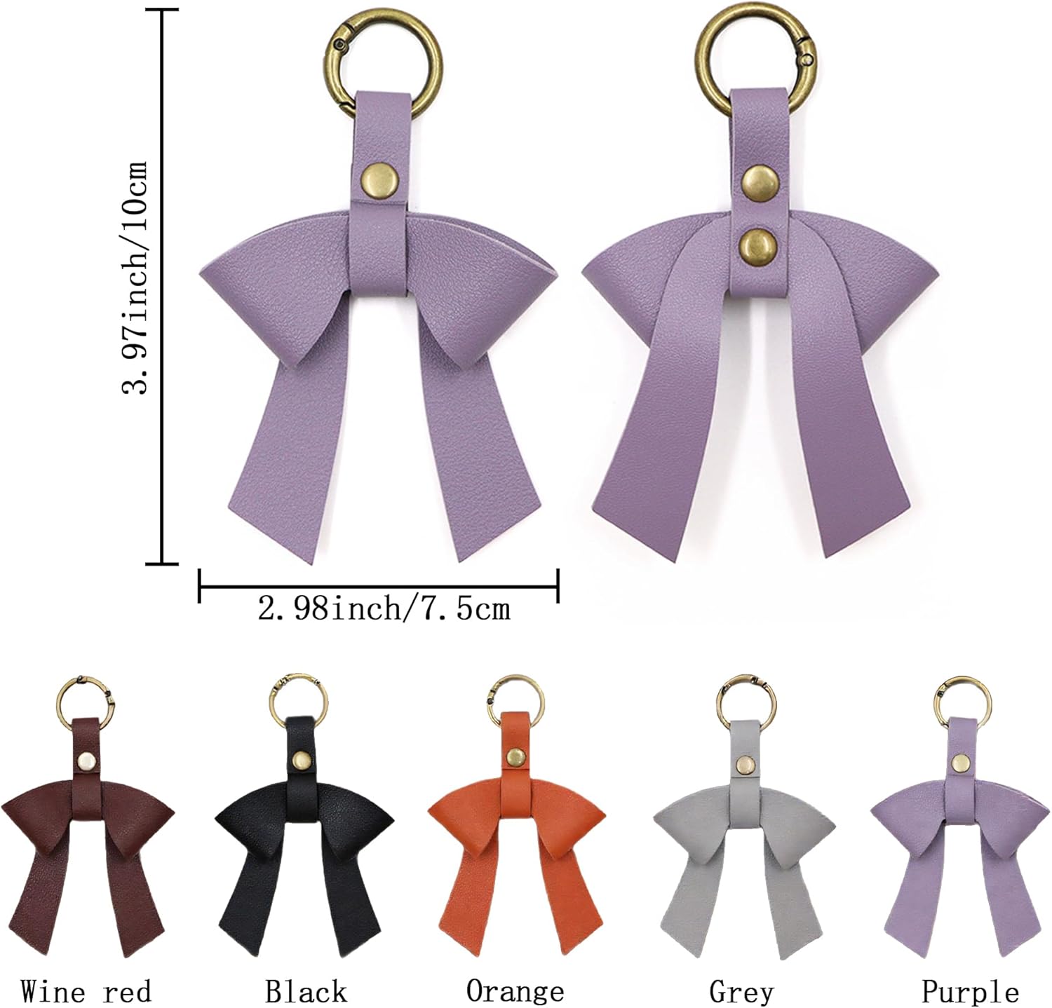 Bow Bag Charm, Cute Bow Keychain for Purse Handbags Bag Tote Bag Accessories PU Key Charm - Image 2