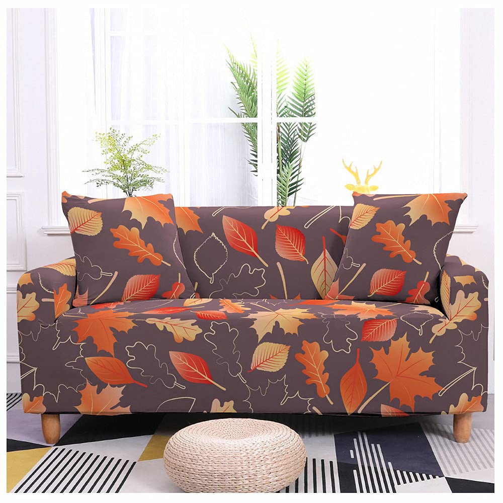 Housse de canapé extensible motif écorce pour salon avec couvre-coussin assorti