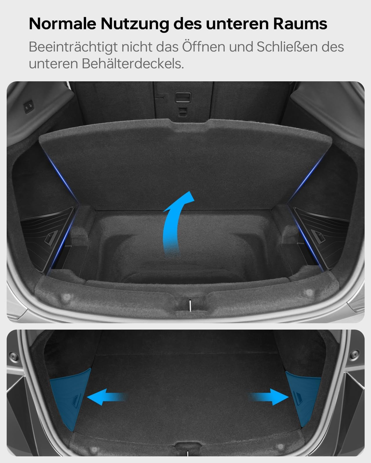 Kofferraum-Organizer für Tesla Model Y Juniper 2025 2026 2er Set mit Deckel – Wasserdicht, 1:1 Passform, Geruchsneutral & Rutschfest, für Schuhe, Werkzeug, Einkäufe, Schwarz