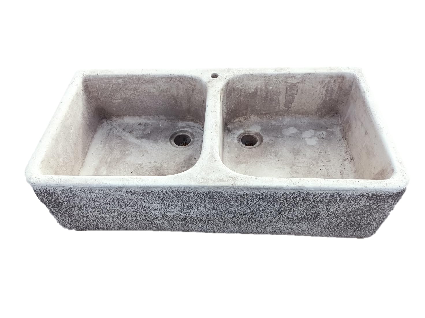 Centro Ardolino Lavello in Cemento Ricostruito, Lavabo, FONTANA, due vasche anticato grigio, Misure: L 91x46 - H 23 CM.