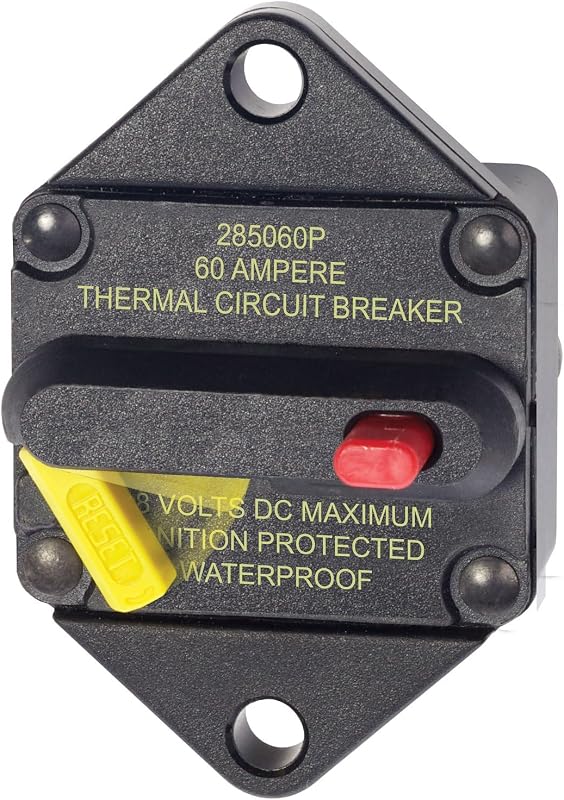 Blue Sea Systems 7084 285-Series Thermal Circuit Breaker, Panel Mount, 48V DC, 60A
