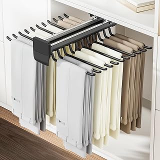 YJINGRUI Pull Out Pants Rack, 20 Arms Double Row Steel, 55lb,