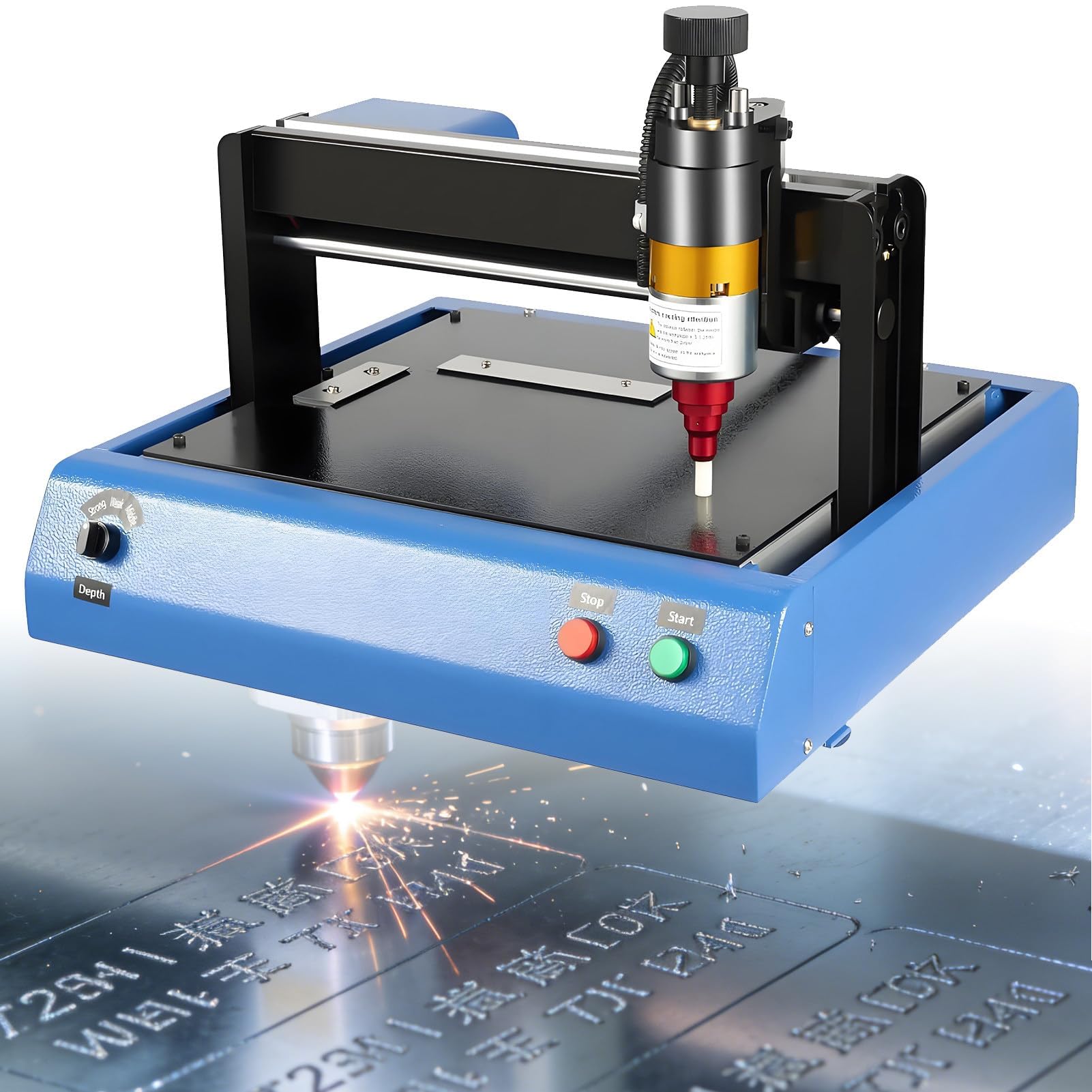 Elektrische Markierungsmaschine, 400 W, 0,05–1 mm Gravurtiefe, Seriennummer und festes Zeichen, breiter Markierungsbereich 300 x 200 mm