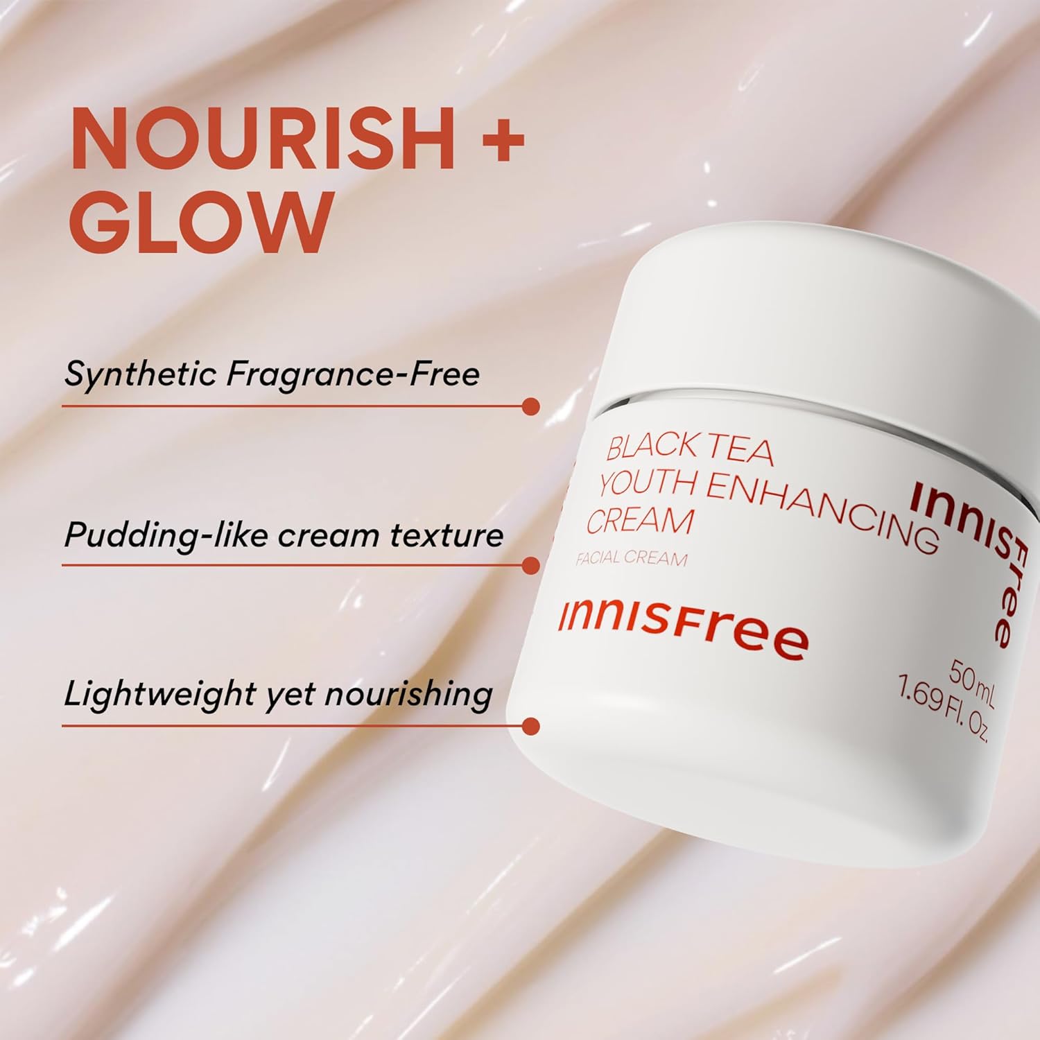 innisfree Black Tea Youth Cream, Korean Moisturizer with Hyaluronic Acid for Radiance, Firm Skin, Hydration, and Visible Anti-Aging Benefits - Image 2