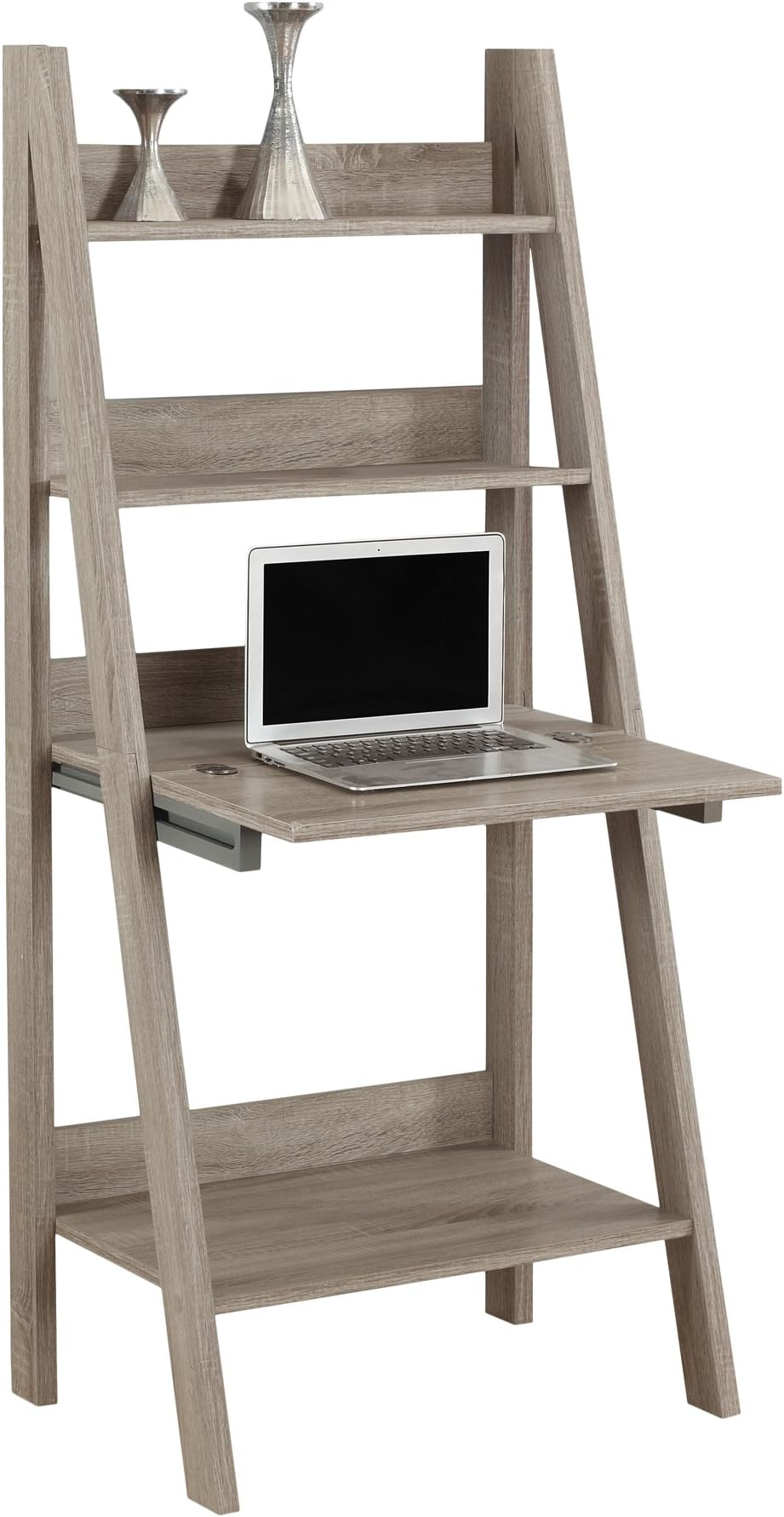 Candace & Basil Computer Desk - 61" H/Dark Taupe Ladder Style