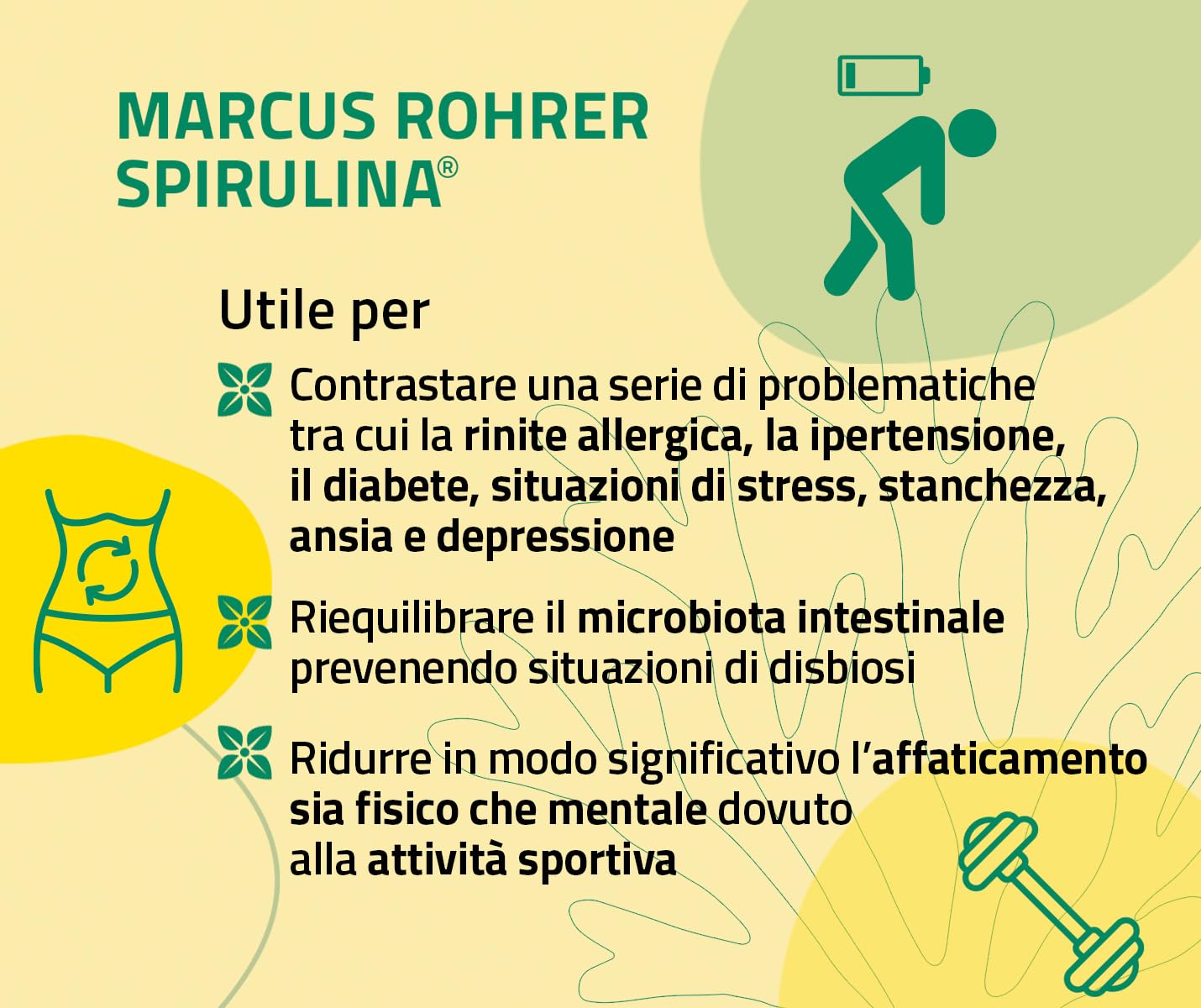 MARCUS ROHRER SPIRULINA delle Hawaii, 180 Compresse, Integratore Alimentare Naturale a base di Alga, Energia e Supporto Immunitario, Pelle e Capelli, Vegan
