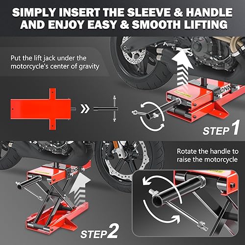 Miniatura 6 de DNA Motoring - Soporte elevador de tijera para motocicleta con sillín y pasadores, rango de elevación de 3.7-14.8 pulgadas, 1100 libras (1,102.3 lbs)