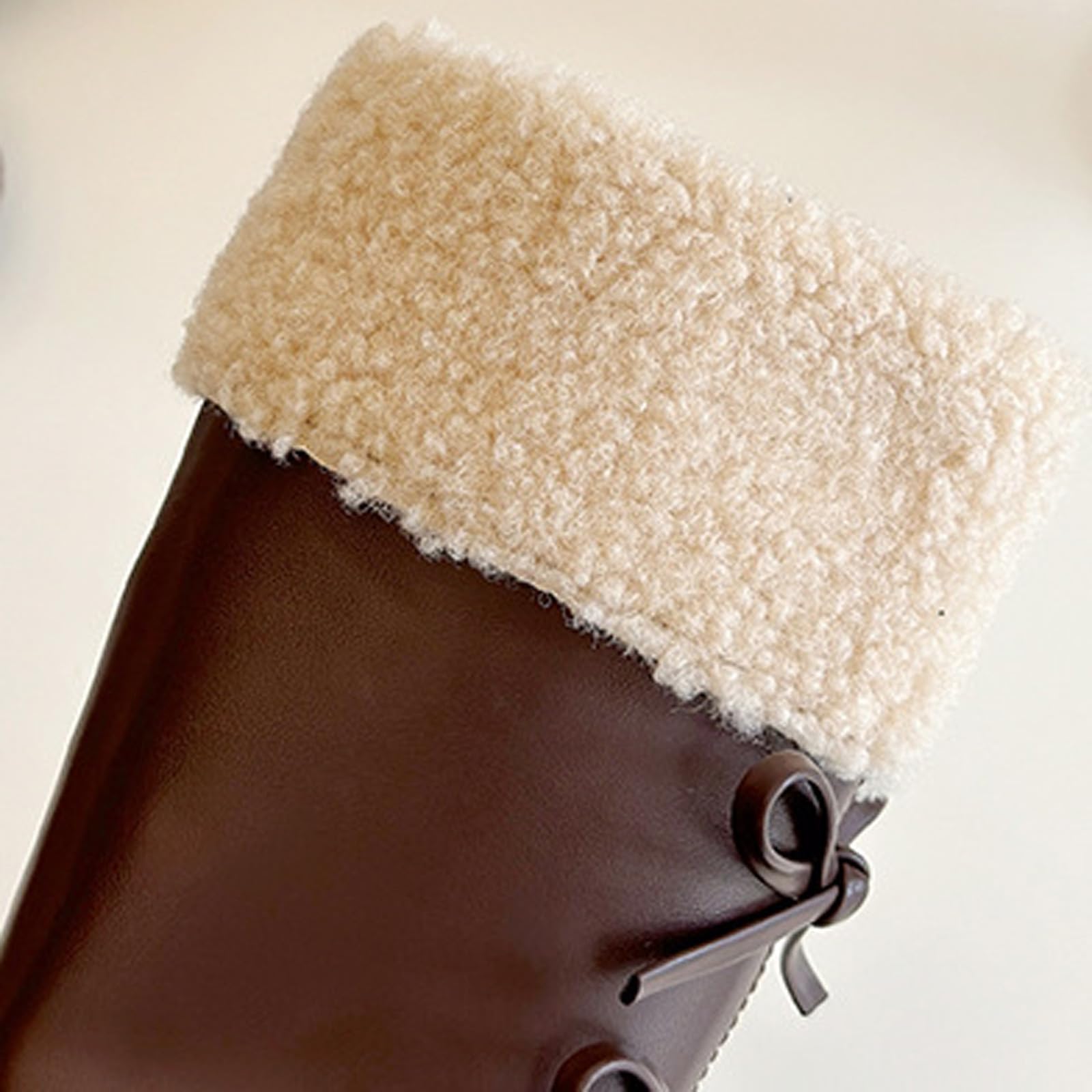 Botas de Nieve Otoño e Invierno para Niña Gruesas y Cálidas Botas Alta de Piel con Forro Polar con Lazos Bota de Media Caña con Cremallera Lateral Estilo Británico Botines Niña Plano para Uso Diario
