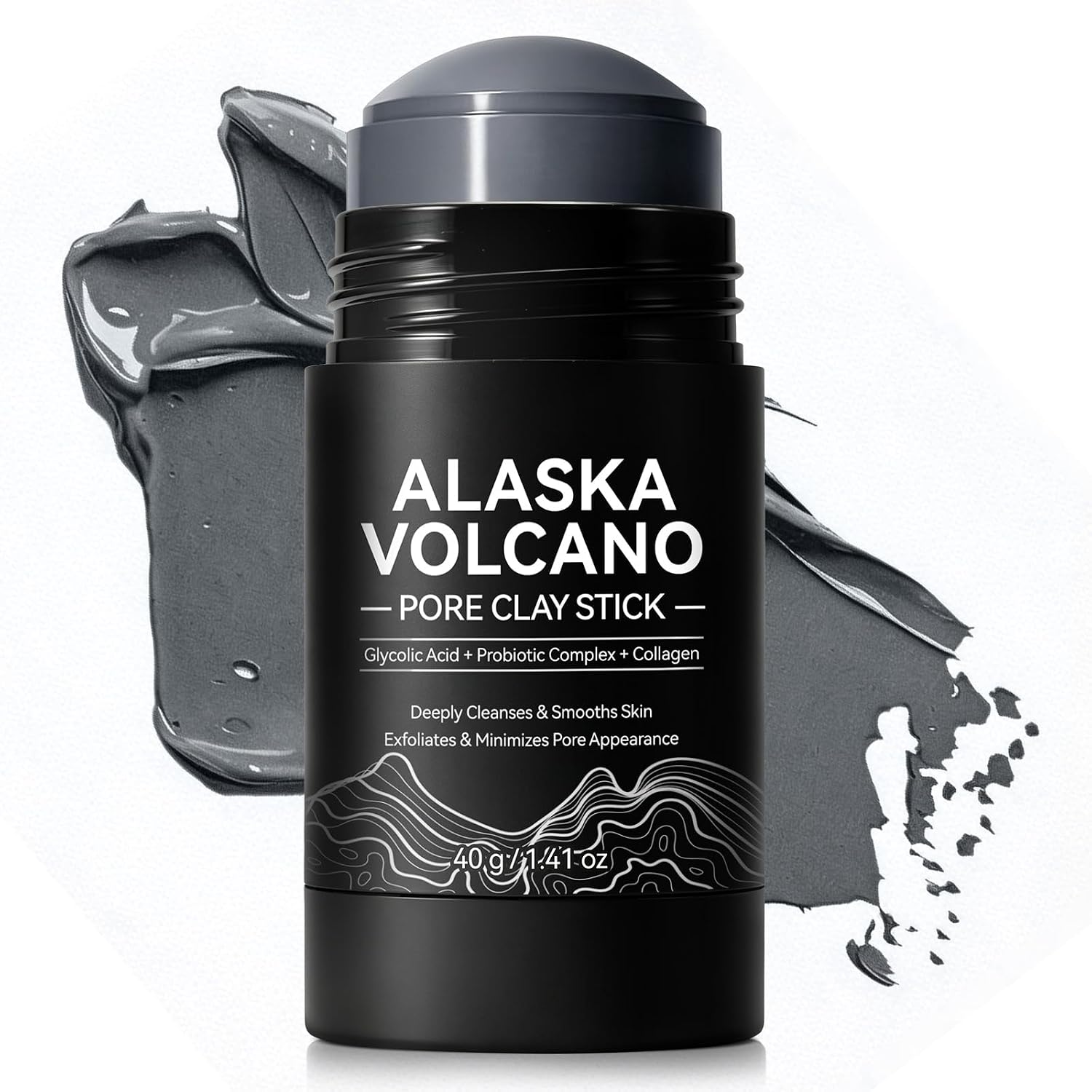 2 PCS Alaska Volcano Clay Mask Stick for Pore Deep Cleansing Blackhead Remover & Excess Oil Control Facial Mask Gentle Exfoliating Mud Mask for Smooth Skin 1.41 oz
