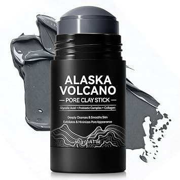 Alaska Volcano Pore Clay Stick, Deep Pore Cleansing Blackhead Remover Face Mask Stick, Volcanic Clay Face Mask for Oil Control & Pore Care, Gentle Exfoliating, for Men Women All Skin Types