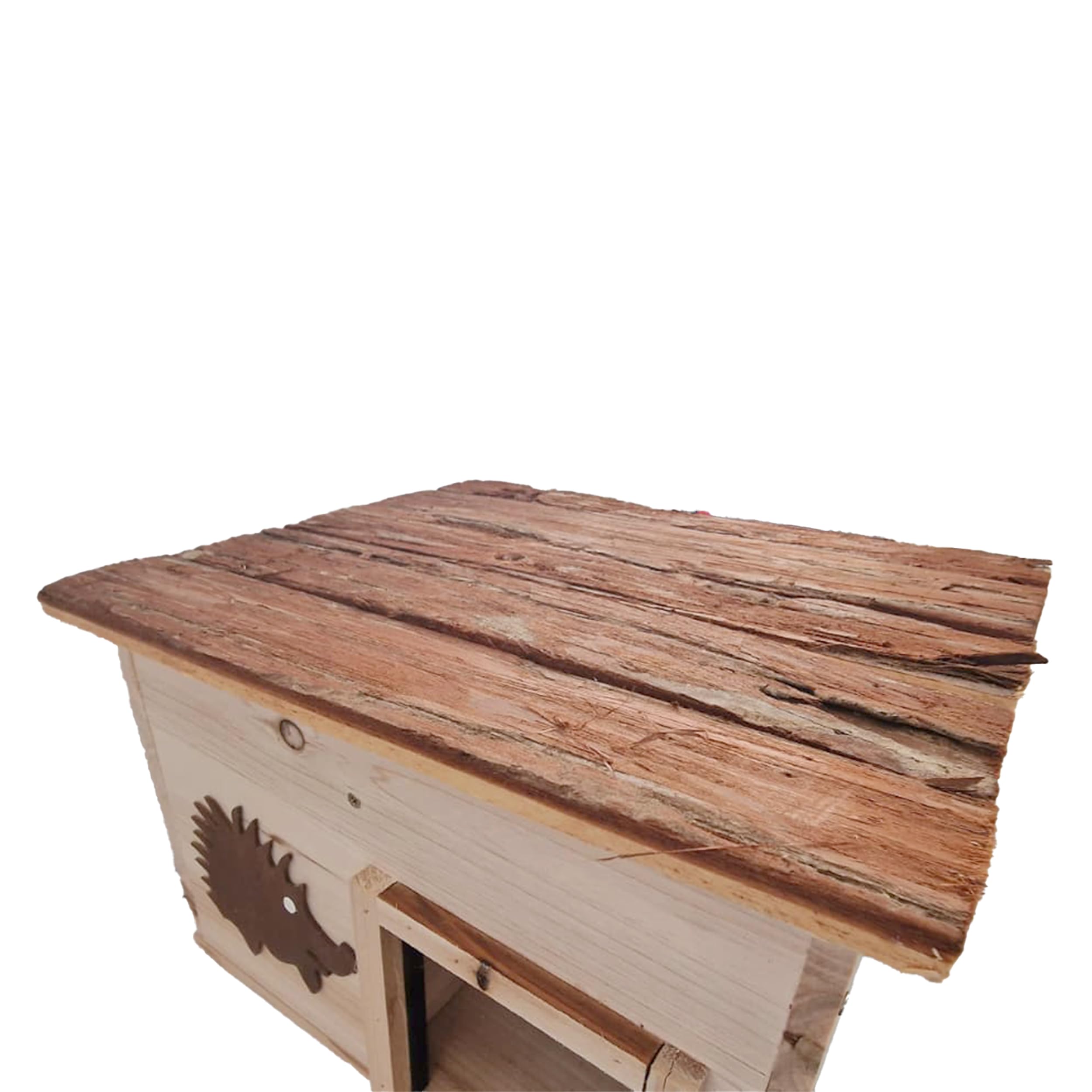 Igelhaus Holz – 32 x 26 x 21 cm – Unbehandelt – Mit Rindendach