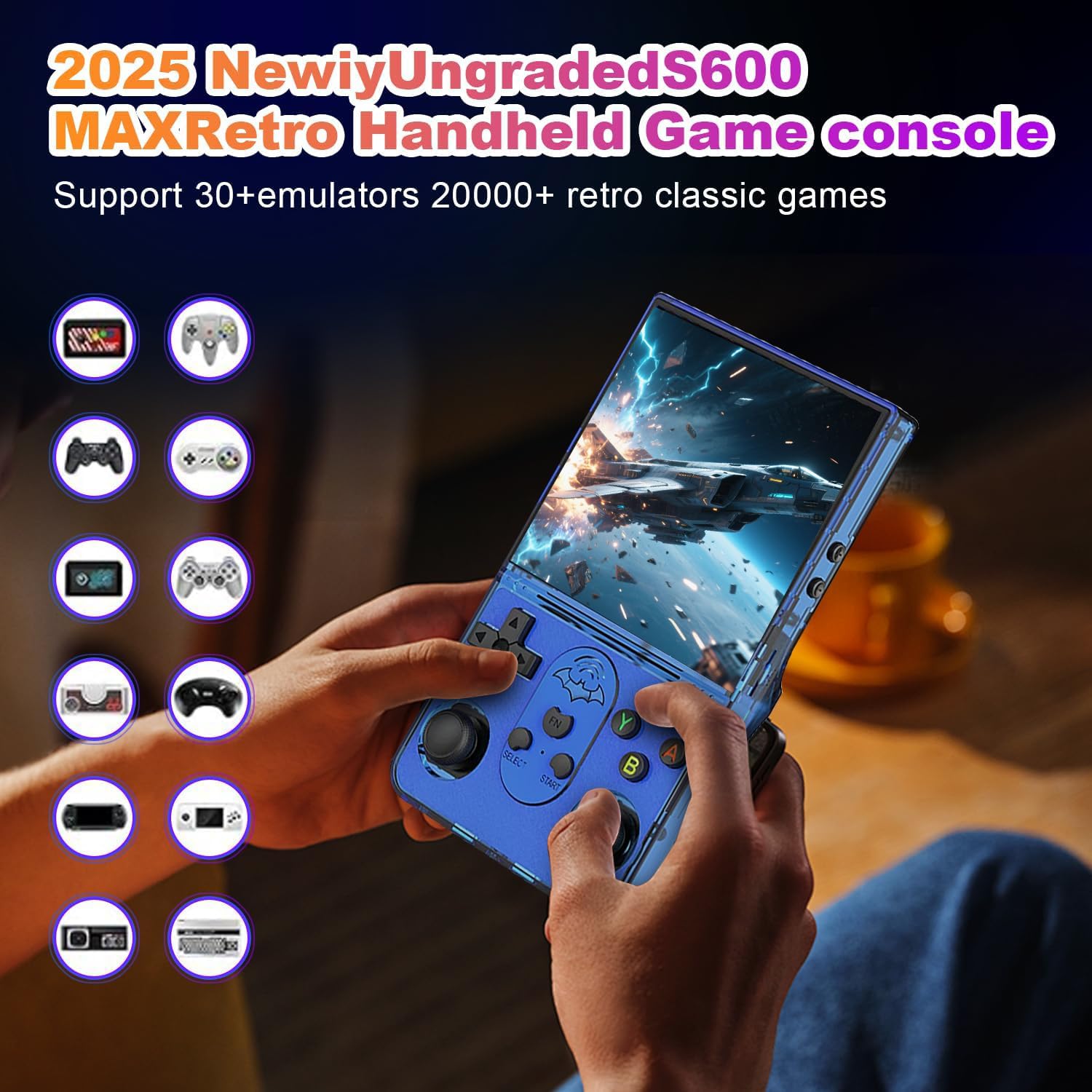 OnionOS - Console di gioco retrò S600, console portatile per videogiochi, schermo IPS da 4 pollici, 720 x 720, con scheda da 256 GB e oltre 30000 giochi, oltre 30 emulatori e sistema Linux, OnionOS