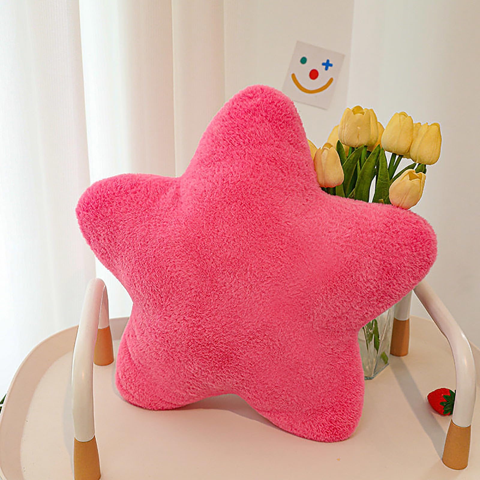 Star Pillow - Skin-Friendly and Breathable Nap Pillow for Home Office and Car Rose red 11 8in 30cm