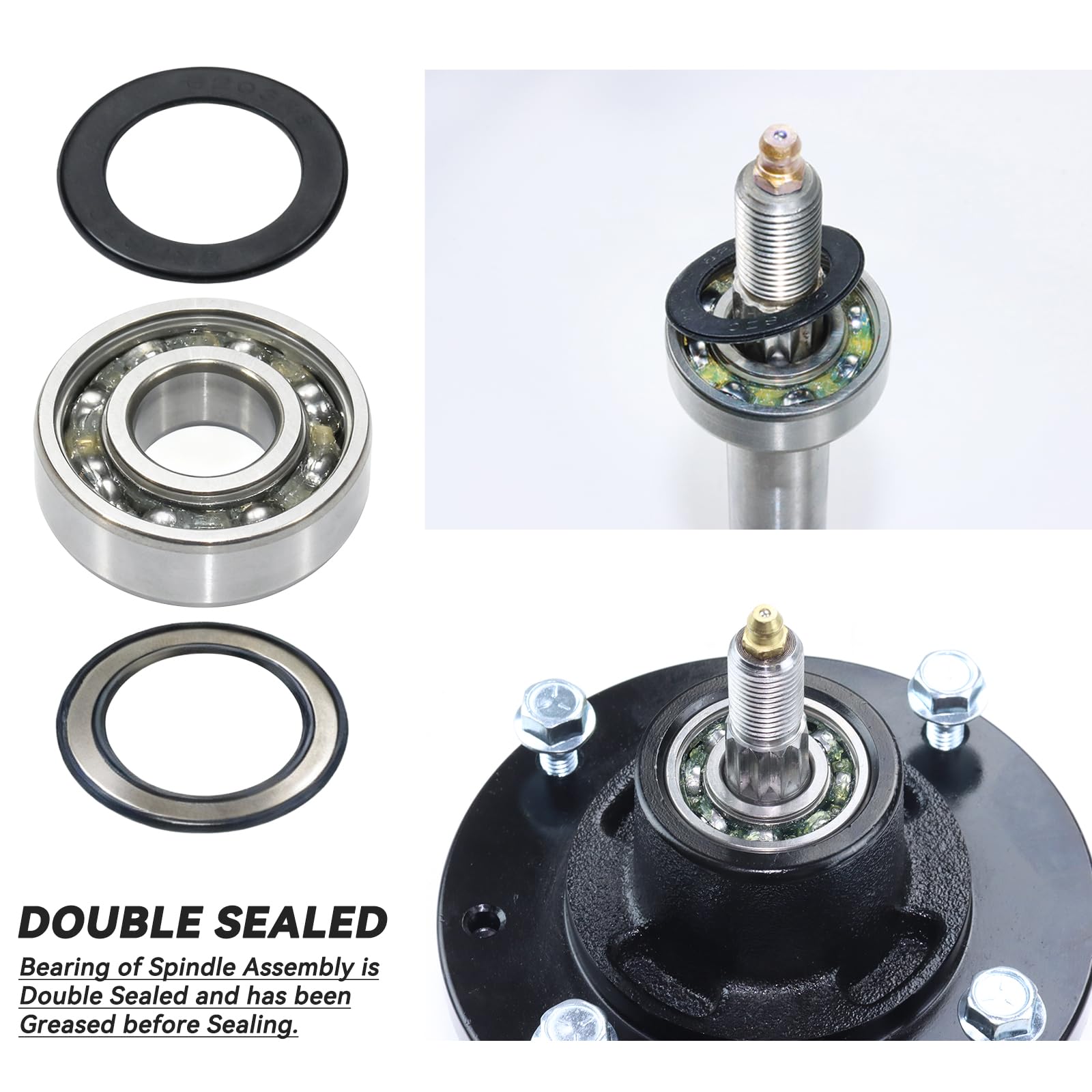 Paquete de 3 539131898 kit de montaje de husillo para cortacéspedes Husqvarna de 61 pulgadas | Reemplaza el husillo Husqvarna 539131898, 539113300 para husillo Husqvarna MZ61, MZT61, MZ6128, FD 61, MZ 6128 ZT, MZT 61 BF