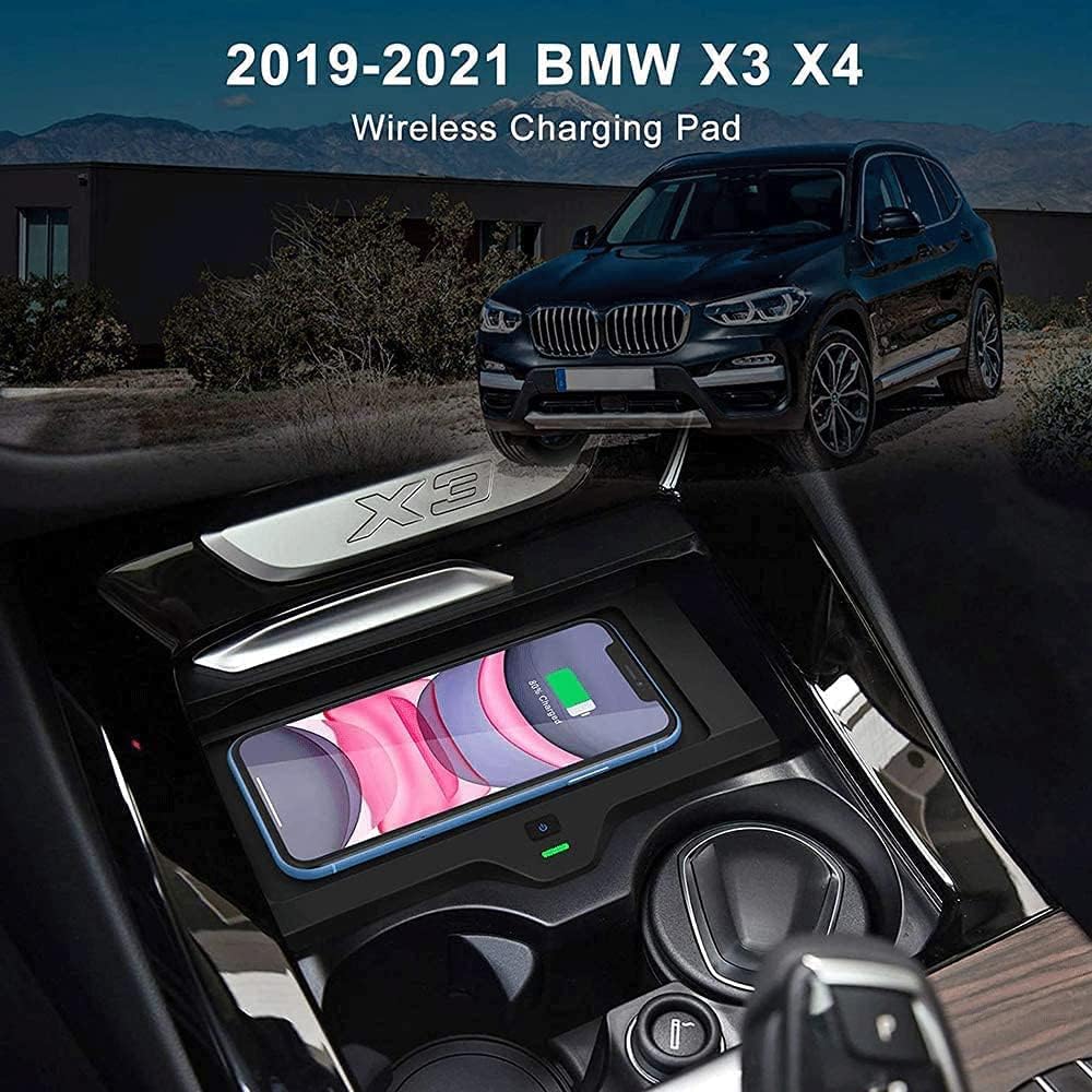 wireless car charger for bm w x3 2018 2020 bm w x4 2019 2020 center console accessory panel charging board 10w fast charging phone charger mat for all