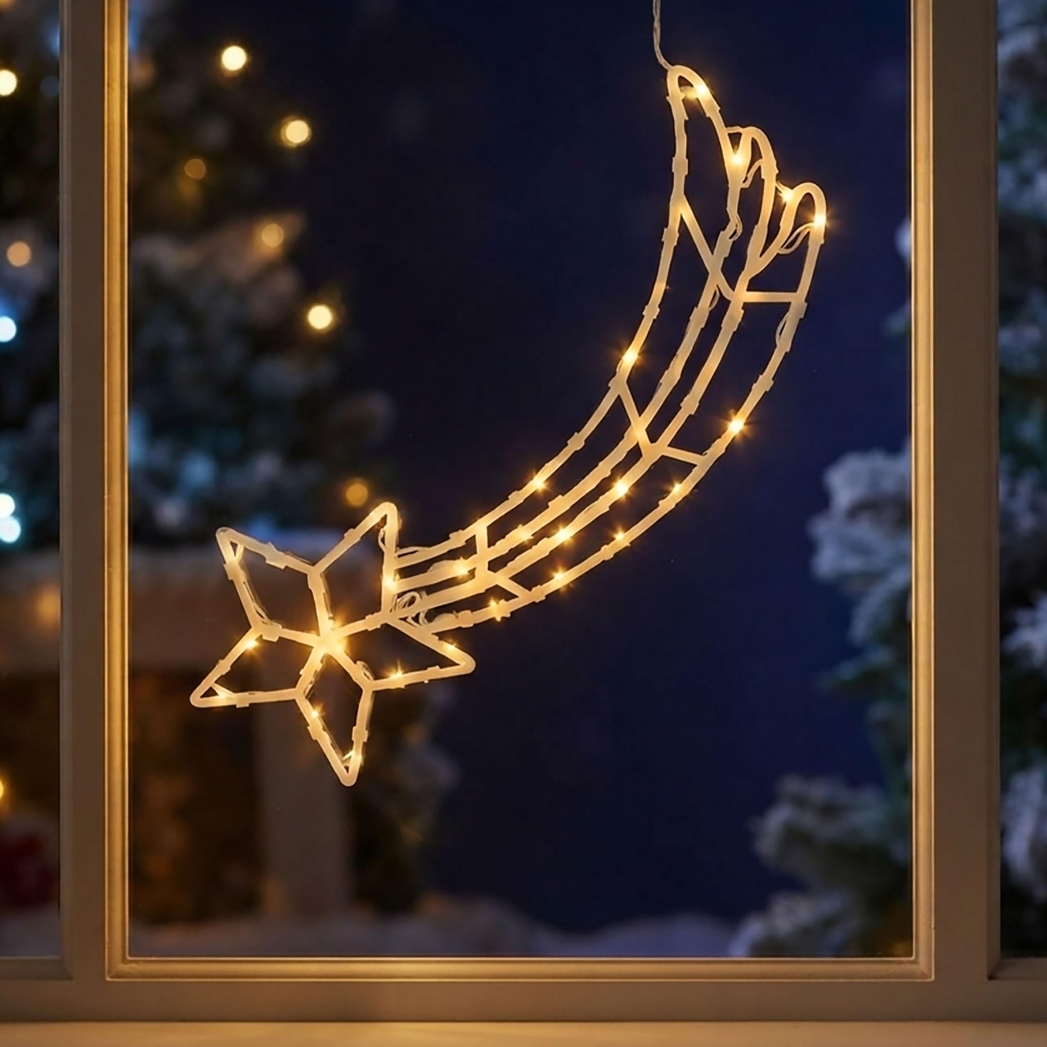 Spetebo LED Fenster Silhouette XXL in 49x22 cm - Sternschnuppe - klares, gemütliches Licht