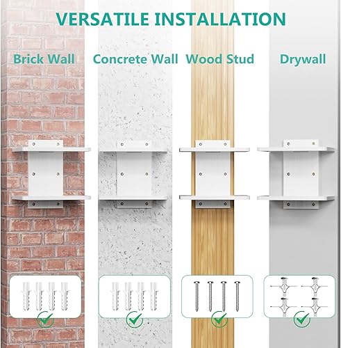 Miniatura 9 de WALI Estante flotante para TV, estante de proyector de 2 niveles para reproductores de DVD, enrutadores, consolas de juegos, cajas de cable,