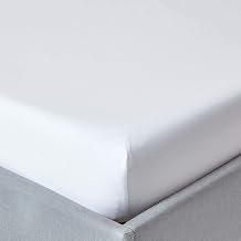 HOMESCAPES Percale Fitted Sheet, White, 140 x 200 cm, Flat Sheet Egyptian Cotton, Fitted Sheet with Elastic Band, 200 Thread Count