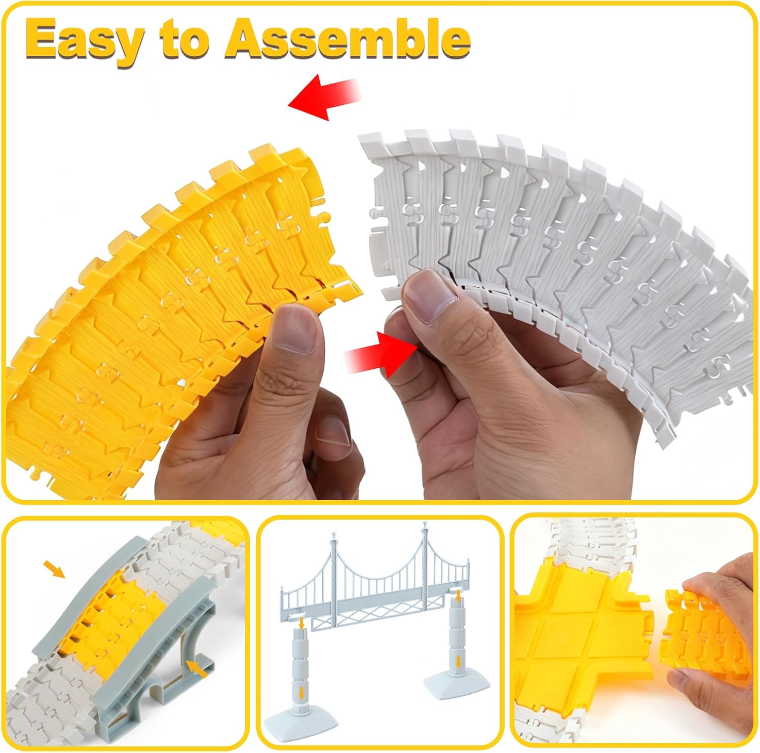 BEMITON Construction Race Track Toys for Kids - Birthday Gift for 3 4 5 6 7 Year Old Boys, 330+ PCS Track Playset with Electric Cars and Construction Trucks, DIY Engineering Road Building Sets