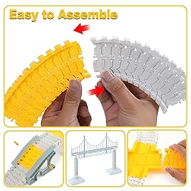 BEMITON Construction Race Track Toys for Kids - Birthday Gift for 3 4 5 6 7 Year Old Boys, 330+ PCS Track Playset with Electric Cars and Construction Trucks, DIY Engineering Road Building Sets