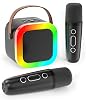 Mini Karaoke Machine for Kids Adults, Portable Bluetooth Speaker with 2 Wireless Microphones,Toys Birthday Gifts for Girls Ages 4, 5, 6, 7, 8,9,10+ Family Home Party (Black)