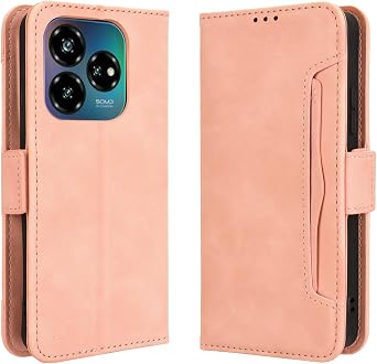 Case Compatible with ZTE Nubia V60 Design, Leather Flip Cover Card Holder Stand Cell Accessories Phone Cases Pink