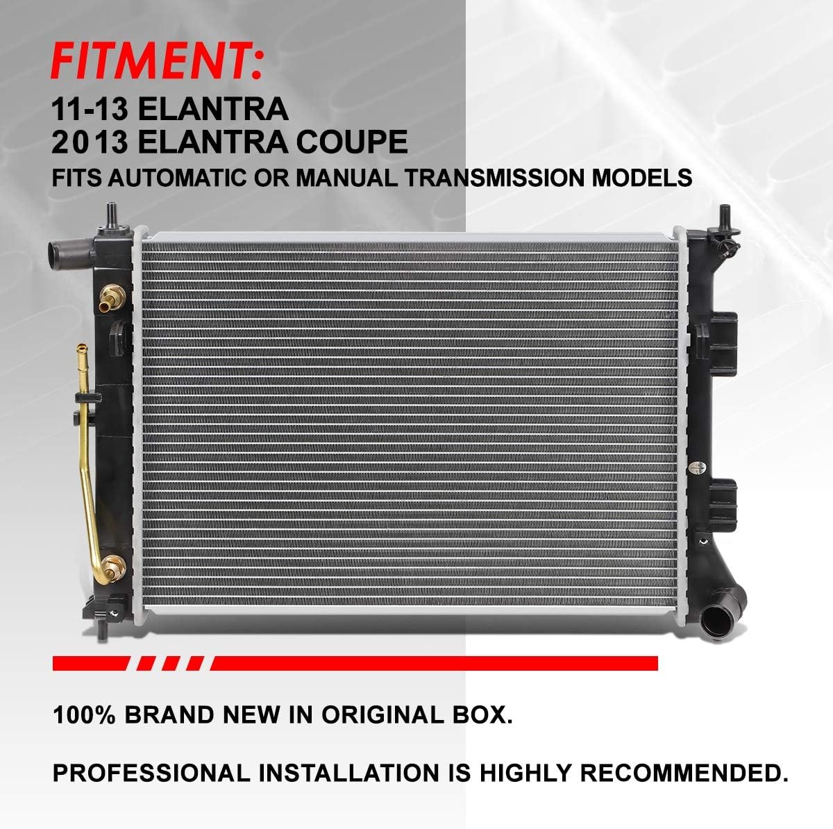 Auto Dynasty Radiator Compatible with 2011-2013 Elantra/Elantra Coupe AT/MT, DPI 13202 Factory Style 1-Row Cooling Radiator, Aluminum Core