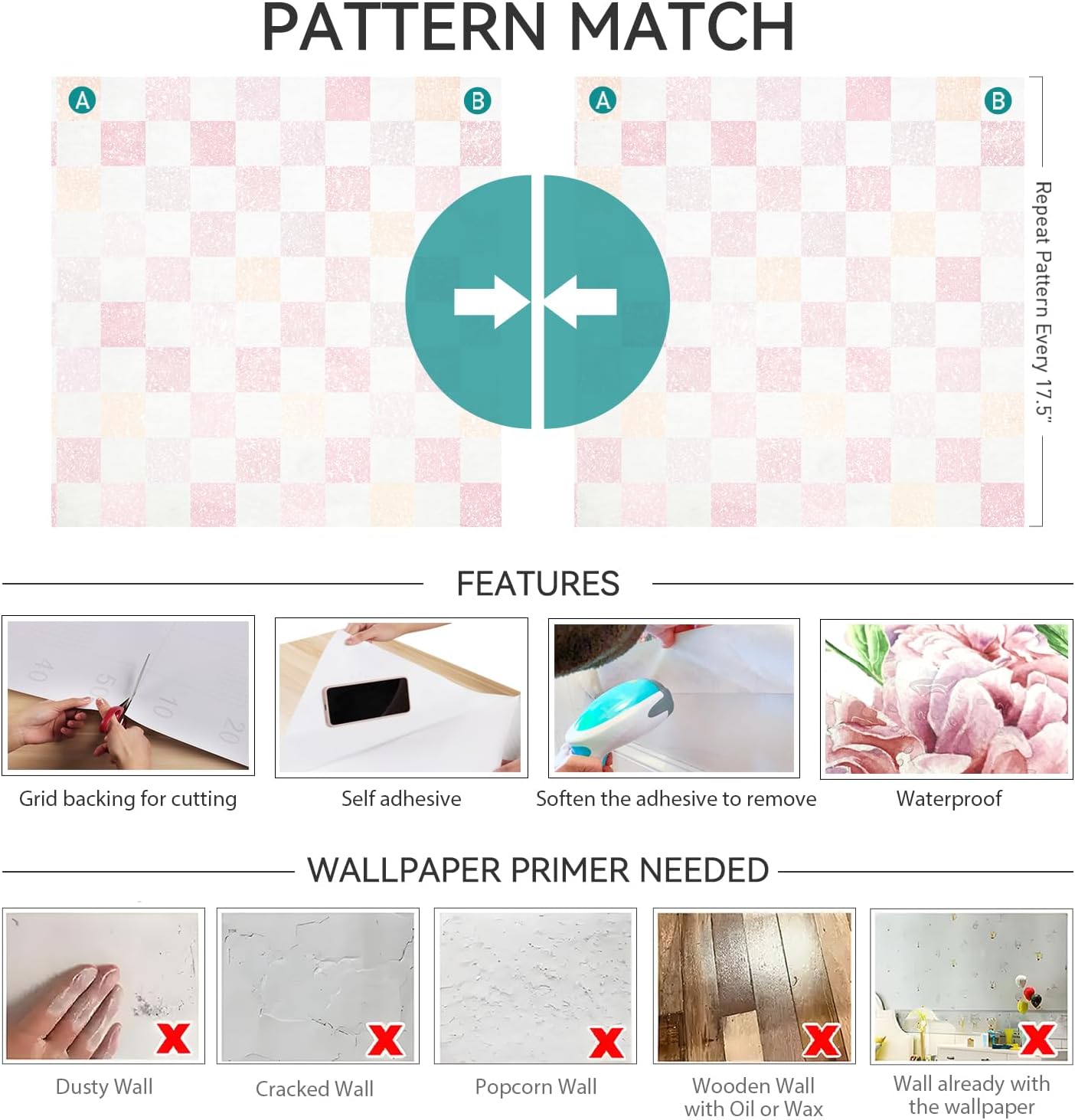 Pastel Checkered Wallpaper Peel and Stick Pink White Purple Yellow Retro Checkered Plaid Wallpaper Prepasted Rolls Geometric Checkerboard Contact Paper for Walls Bedroom Removable 17.5x80