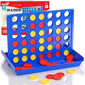 Pup Go 4 en ligne, jeu de société pour enfants de 3 à 12 ans, jeux en famille, jeux d'extérieur pour adultes et famille, jeu de voyage pour 2 joueurs, jeu de fête, rangement tout-en-un avec 6 disques de rechange (taille standard)