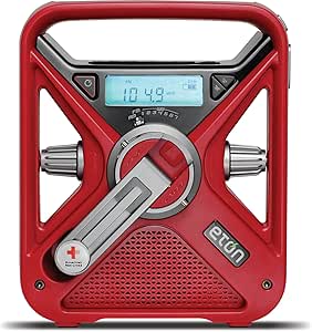Eton - American Red Cross FRX3+ Emergency NOAA Weather Radio, Red, Digital Display, Hand Turbine, Solar Power, Red LED Flashing Beacon, 7 NOAA/Environment Canada Weather Bands, Phone Charger, Black