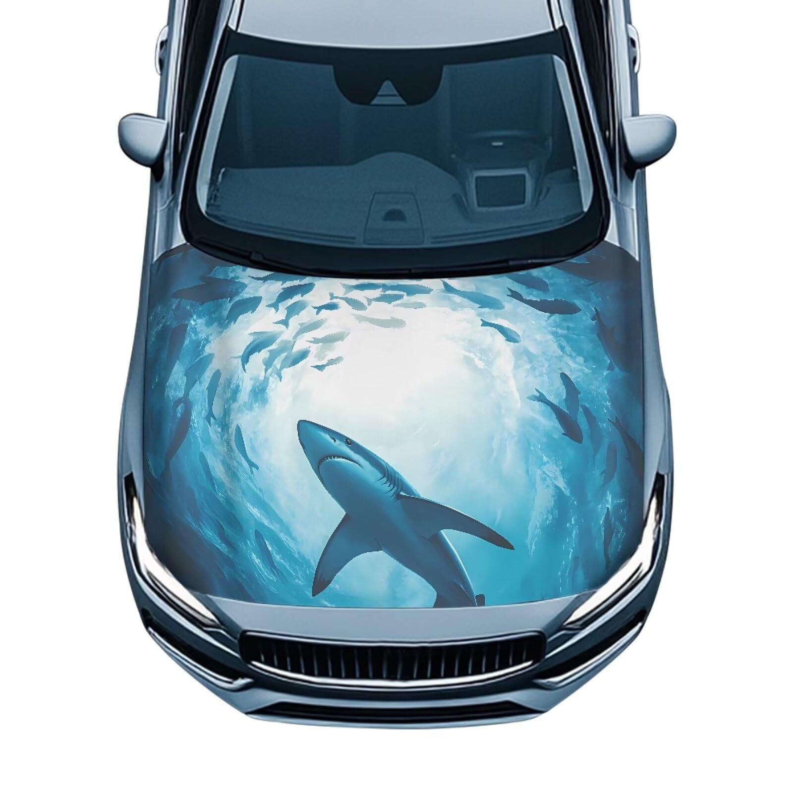 Shark Car Hood Cover All Weather Protection Automotive Exterior Accessories Universal Fit Hood Covers for Cars, Trucks, SUV, or Van Full Coverage with Elastic Band