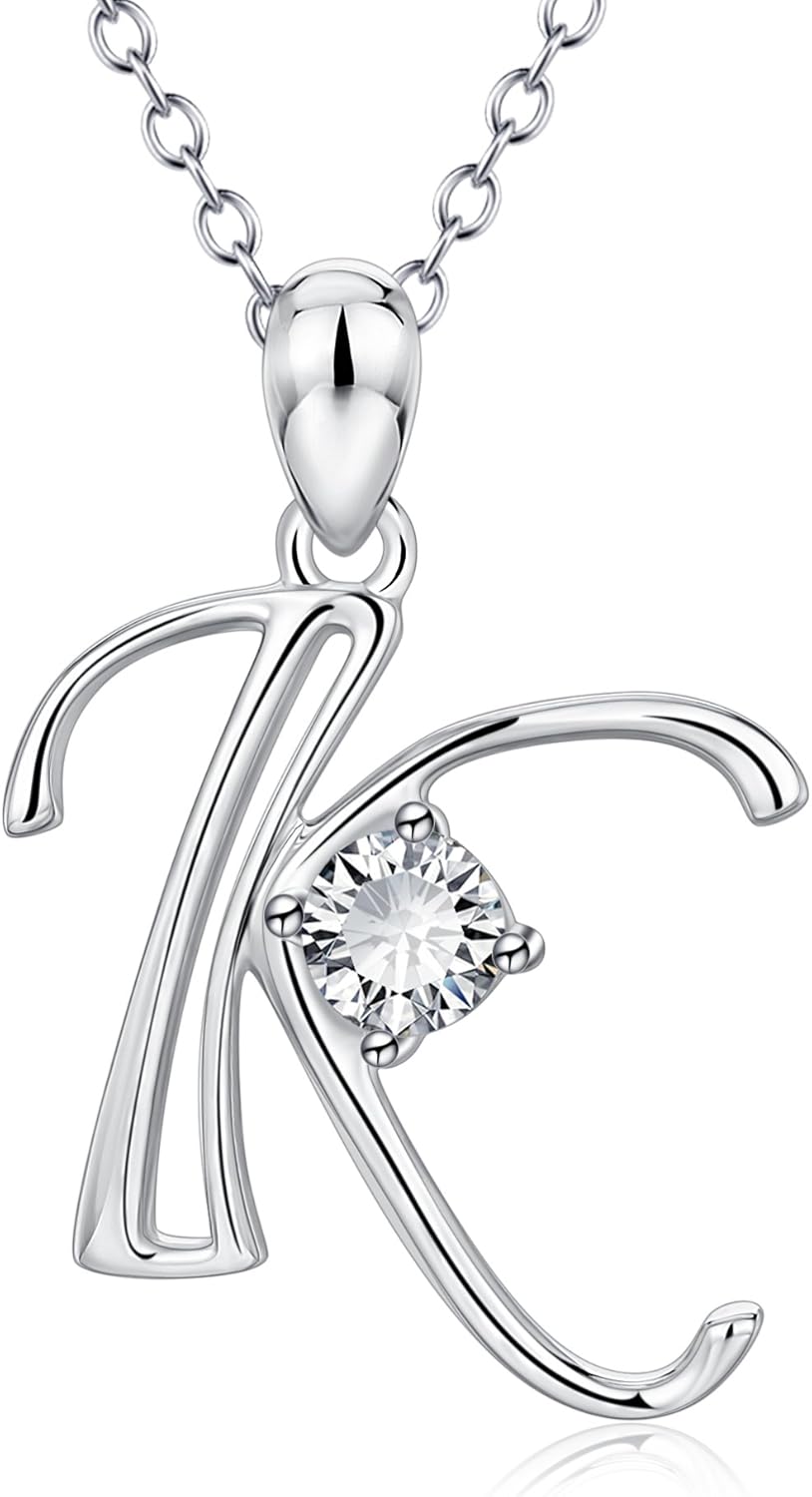 YFN Initial Necklace Sterling Silver Letters 26 Alphabet Pendant Necklace Jewelry