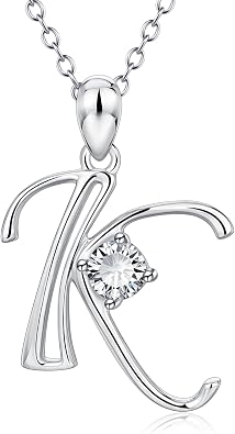 YFN Initial Necklace Sterling Silver Letters 26 Alphabet Pendant Necklace Jewelry