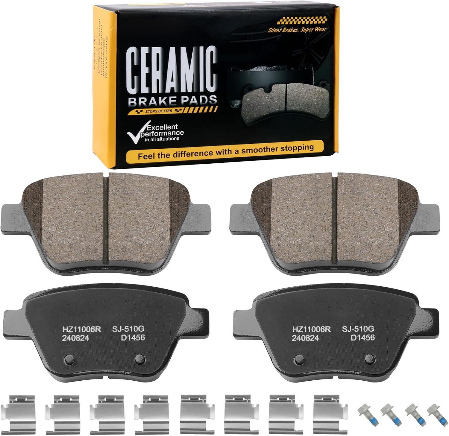 D1456 Rear Ceramic Disc Brake Pad Set Fit For Audi A3 2009-2010,A3 Quattro 2009-2013,ForVolkswagen Beetle 2012-2013,Eos 2009-2016,Golf/GTI 2012-2014,Jetta 2013 Hybrid SE,Passat 2012-2014