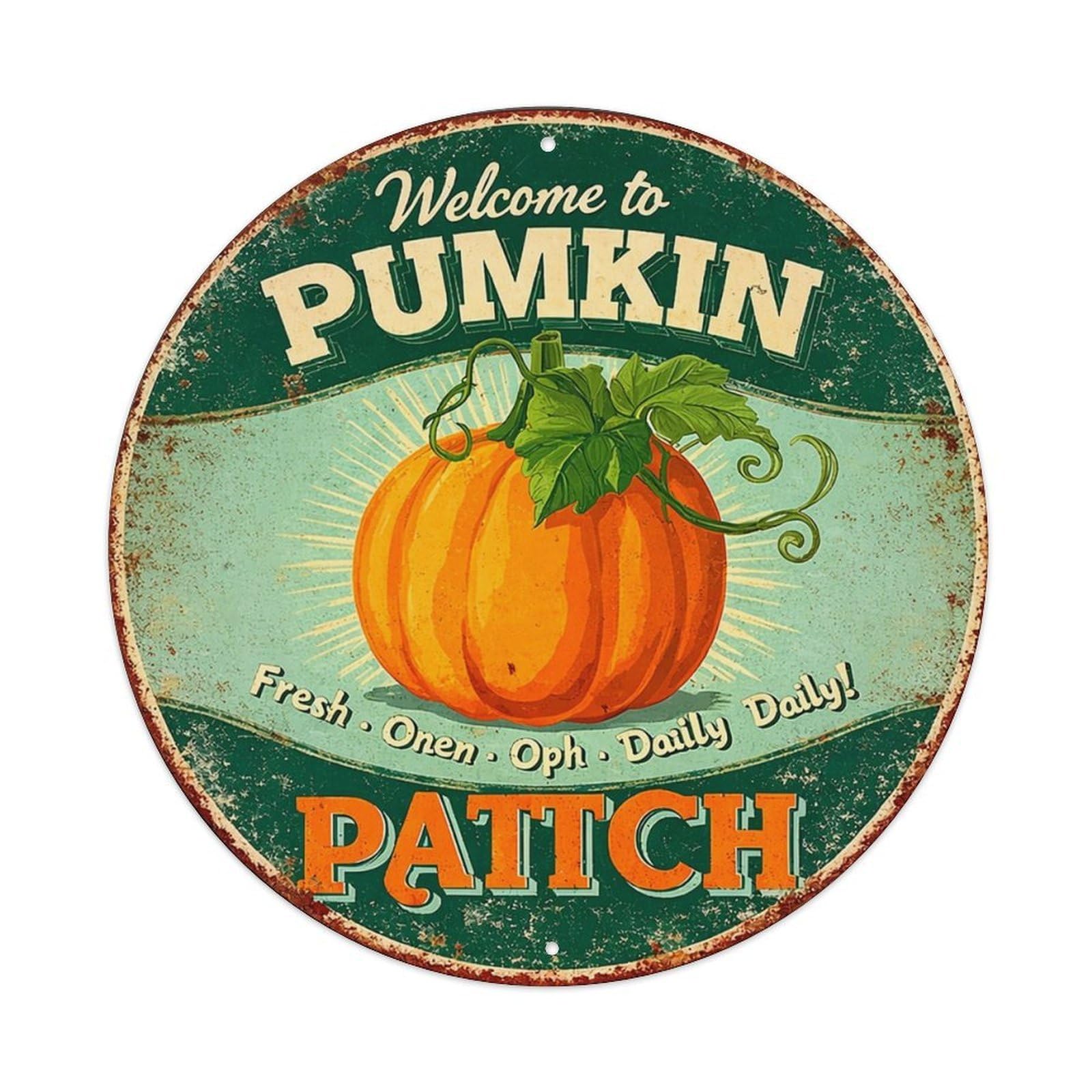 Welcome To Pumpkin Patch Sign Tin Sign Metal Poster Vintage Metal Signs for Home Man Cave Bar Cafe Kitchen laundry room Wall Decorations 8x8 inches
