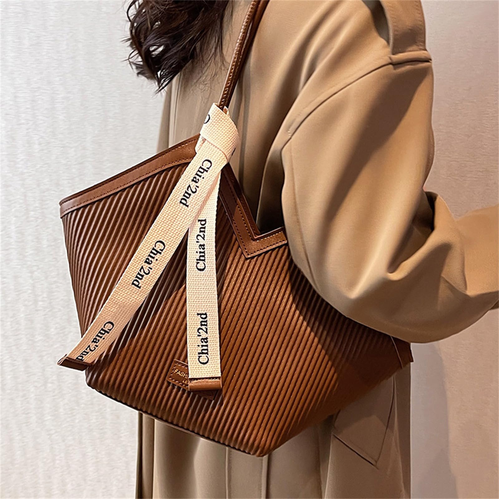 Umhängetasche Lässige Tasche Im Pendler-Stil, Umhängetasche, Einkaufstasche-weiß-40 * 14 * 21