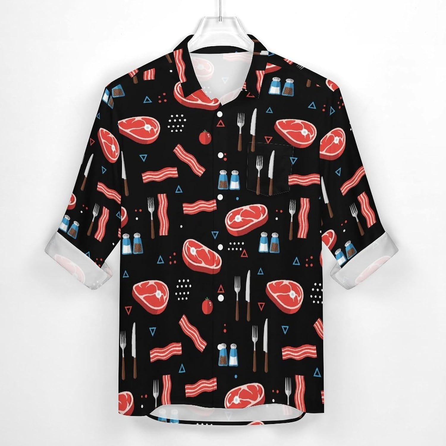 Men Long Sleeve Shirt Stretch Casual Button Down Dress Shirts Pocket
