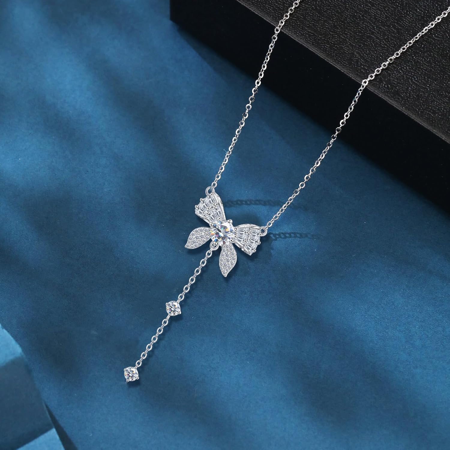 925 Sterling Silver Butterfly Moissanite Necklace for Women, D Color Moissanite Pendant with Delicate Chain Jewelry Gift for Her - Image 6