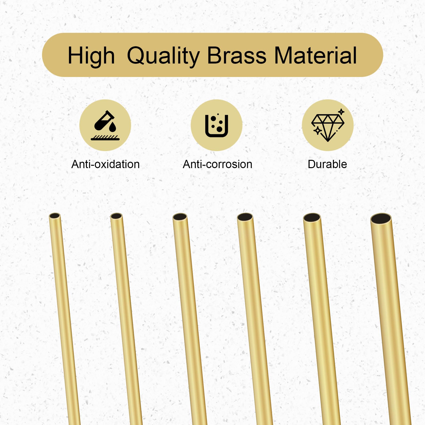 Messingrohr-Set, 12-teilig, nahtlos, gerade, 2 mm, 2,5 mm, 3 mm, 3,5 mm, 4 mm, 4,5 mm Außendurchmesser x 0,3 mm Wandstärke, 300 mm Länge, Messingrohre