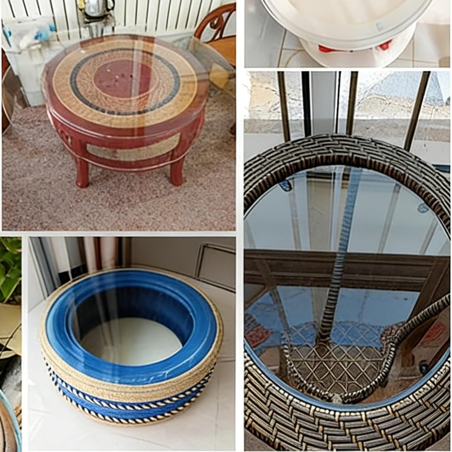 Round Glass Table Top 6mm Thick Flat Polish Edge Tempered Strong Load-Bearing Capacity Multipurpose for Outdoor Furniture Replacement Parts(68CM(27IN))